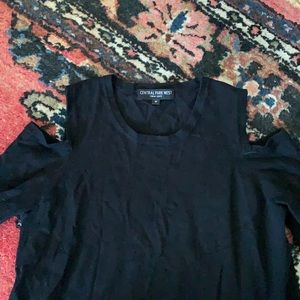 Central Park west cut out shoulder black sweater